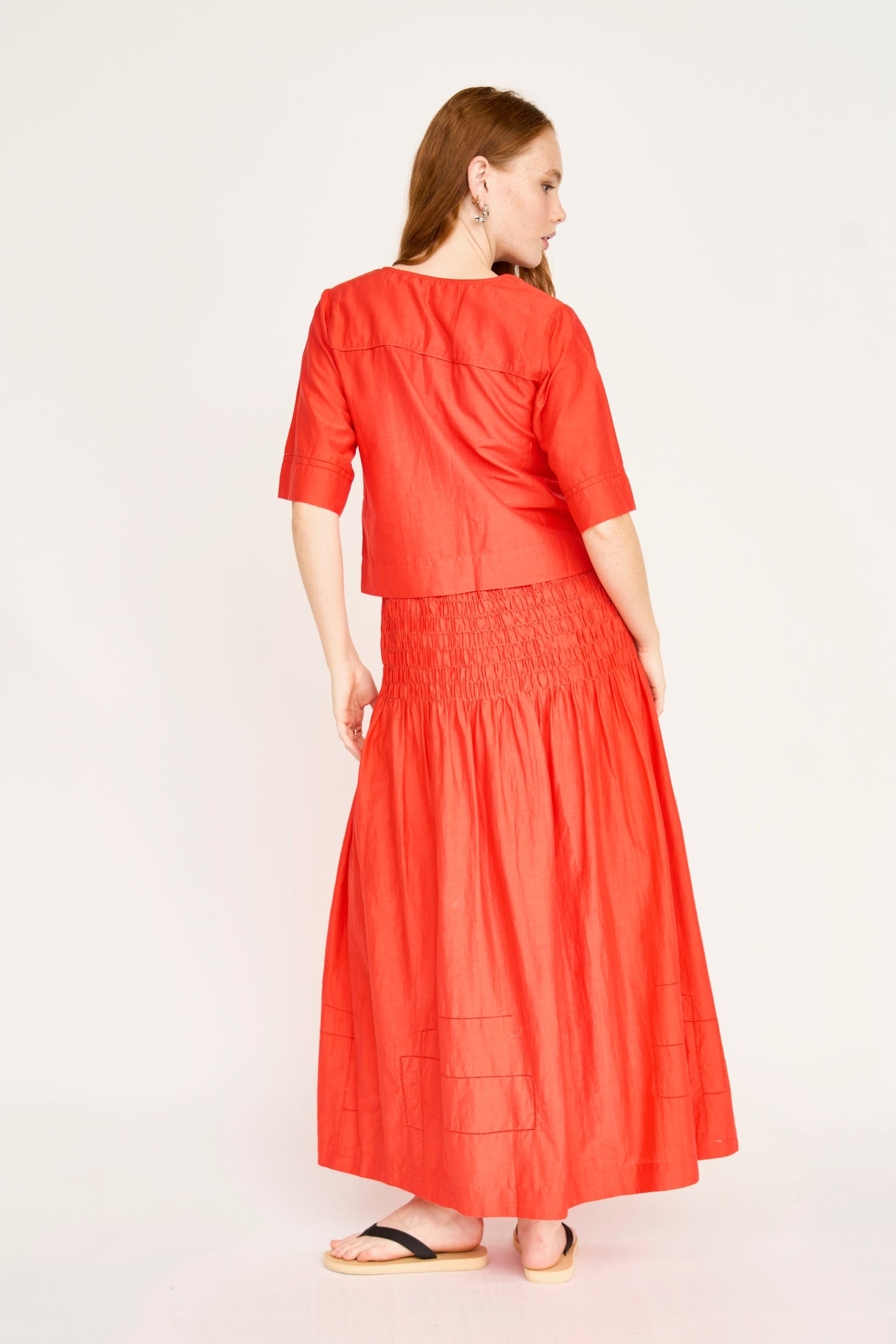 Savannah Smocked Skirt in Chili