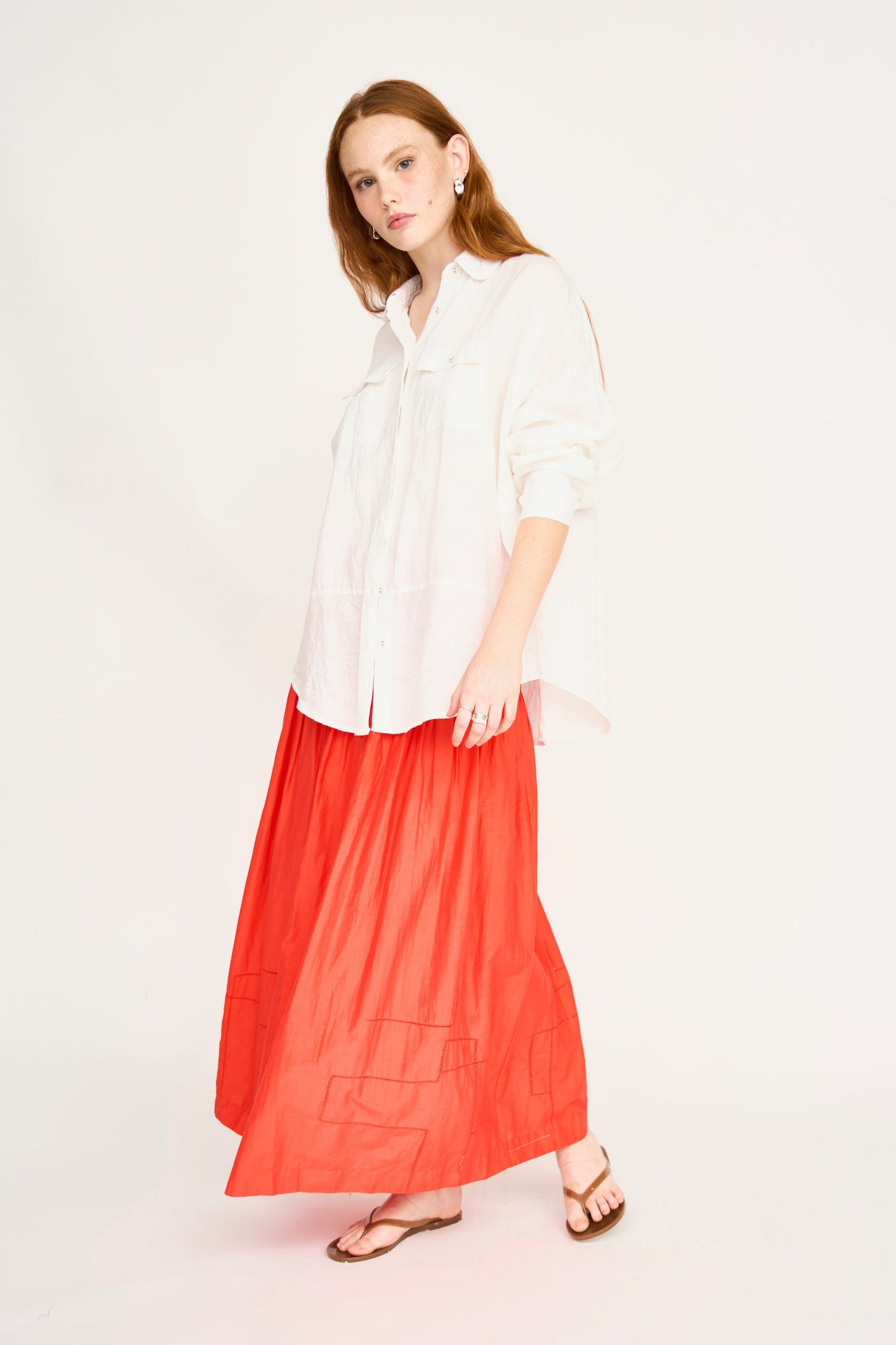 Savannah Smocked Skirt in Chili