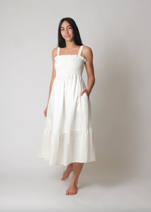 Conifer Smocked Dress in Natural