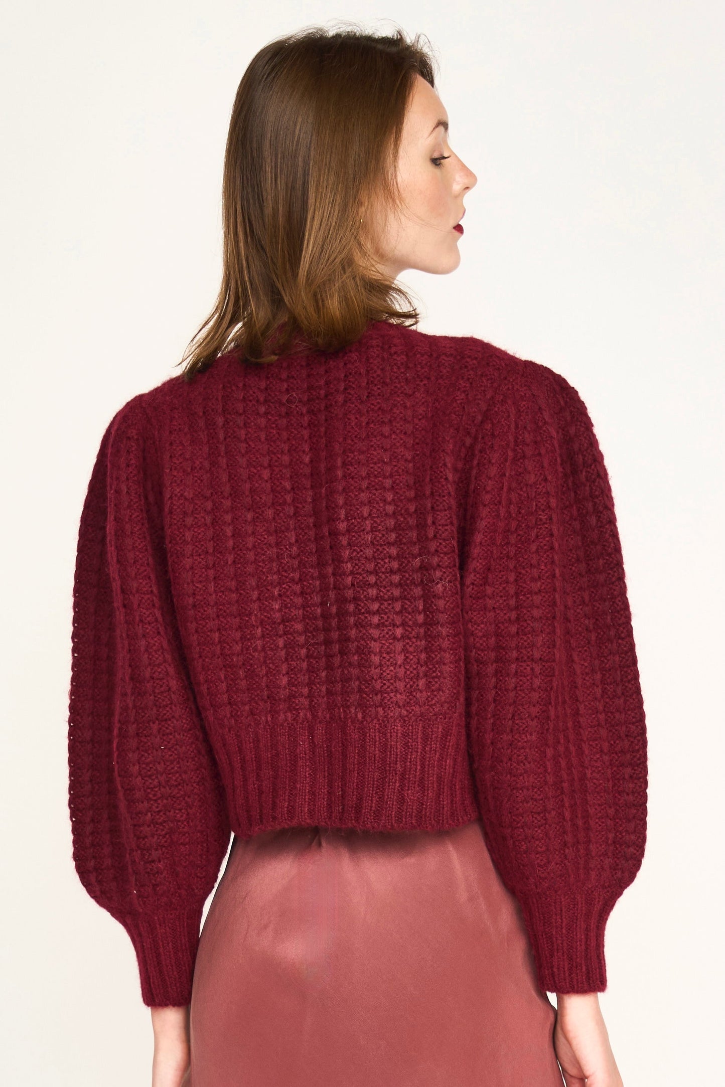 MIrth Valmorel Puff Sleeve Pullover in Black Cherry