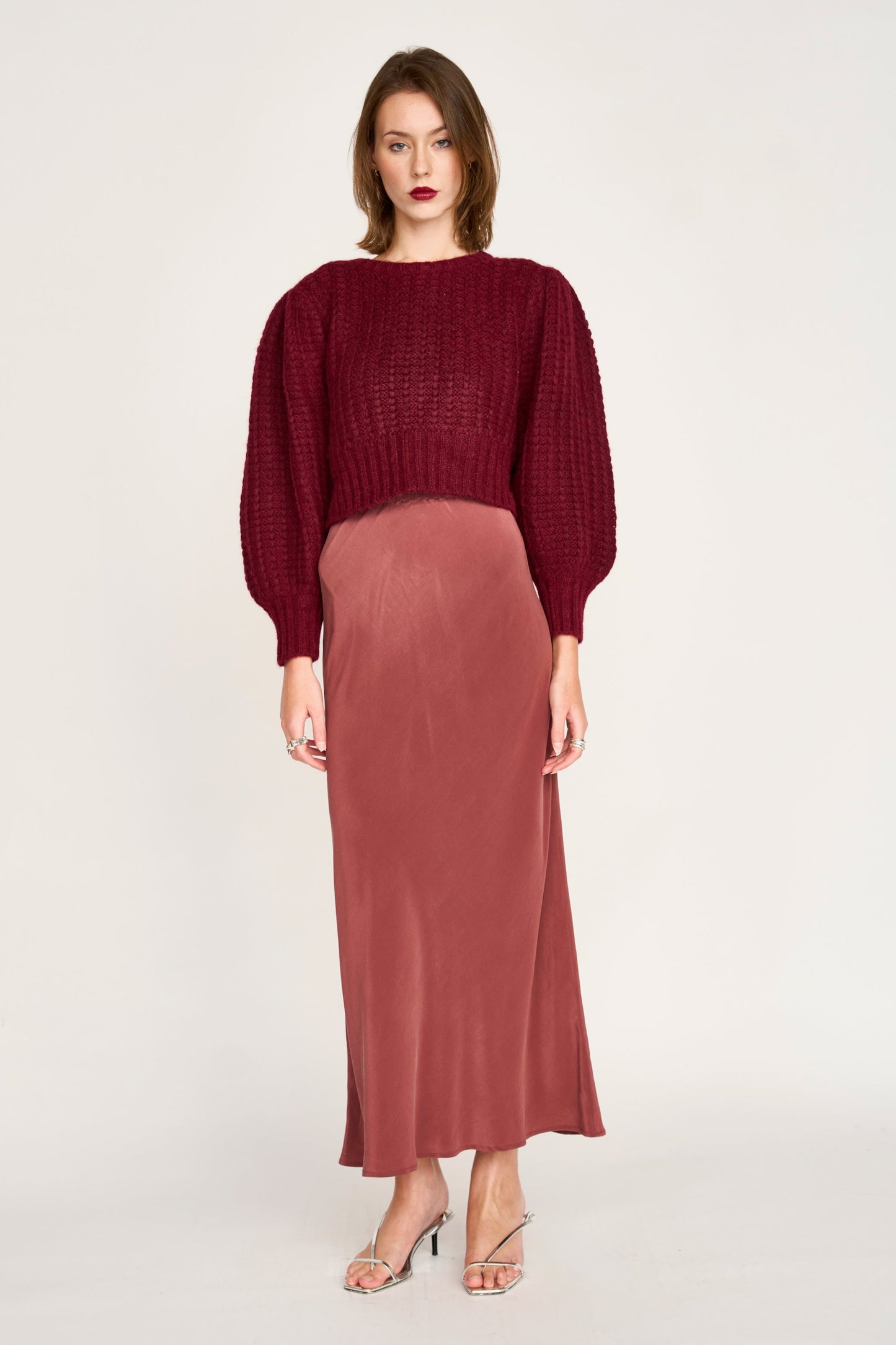 MIrth Valmorel Puff Sleeve Pullover in Black Cherry