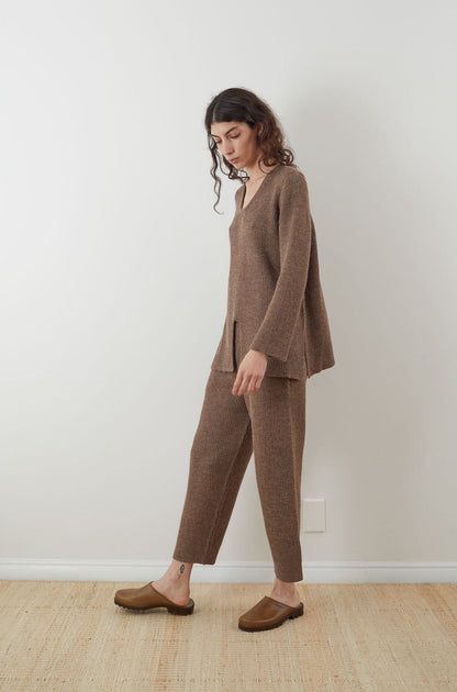 Wol Hide Rib Panel Pullover Sweater in Caribou