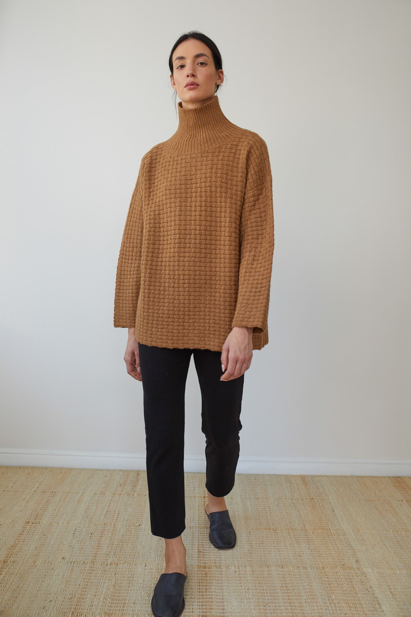 Wol Hide Lattice turtleneck in Fawn