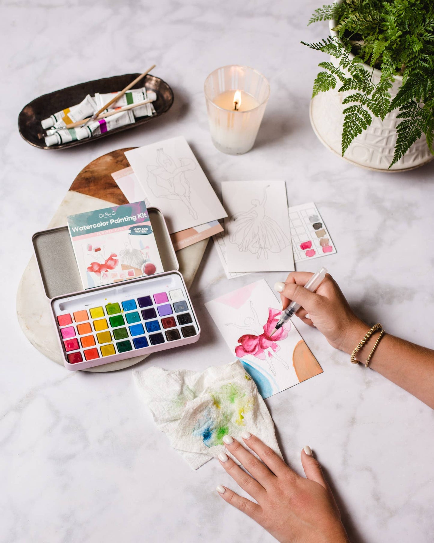 Winter Village watercolor painting kit