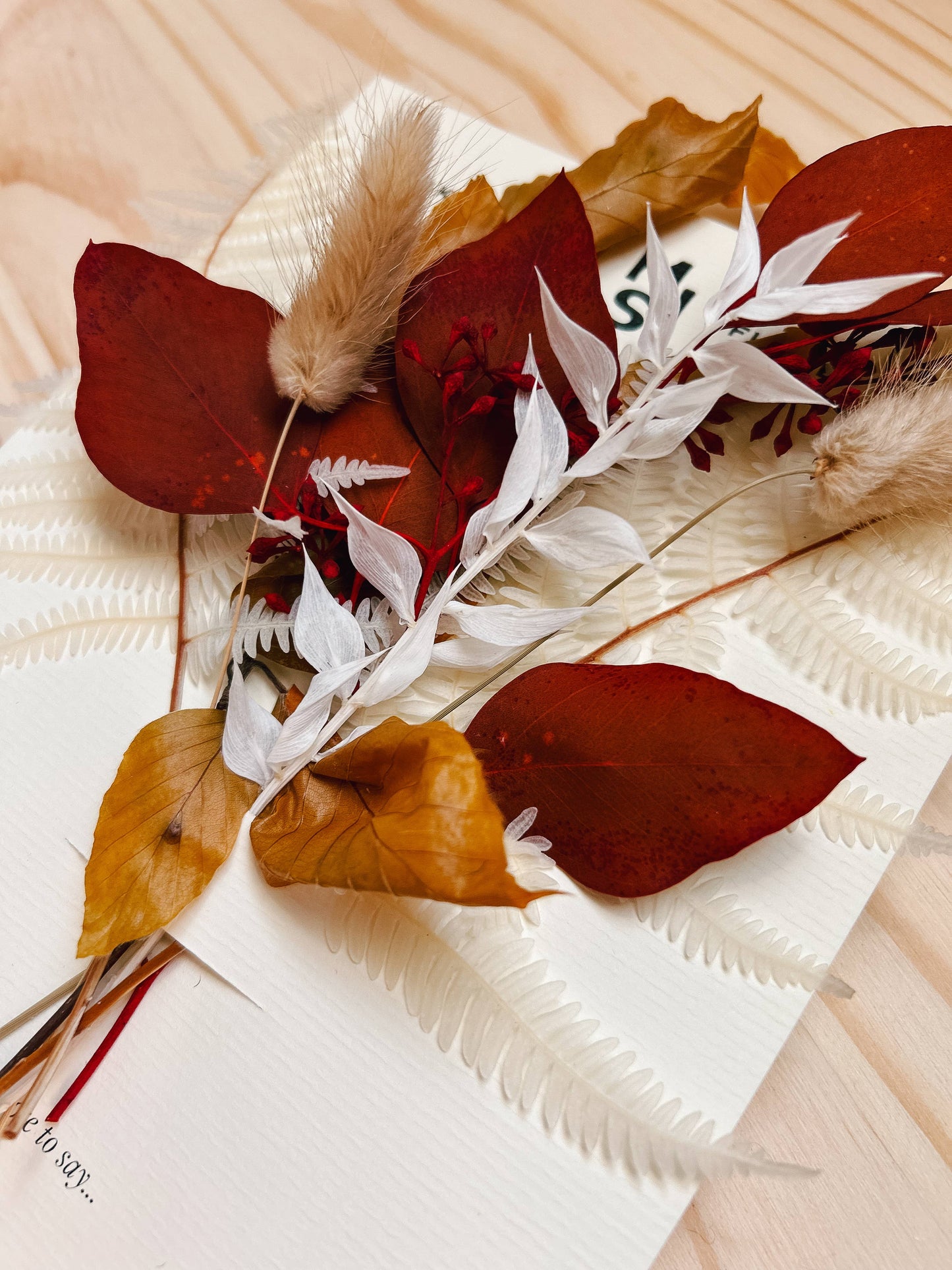 Dried Boho Neutral Floral Arrangment + Card