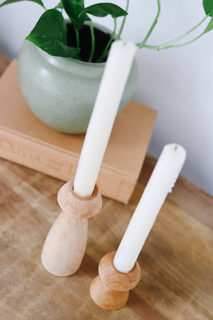 Modern Hand-turned Candle Sticks: Pair of Two