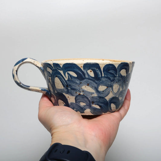 Large Mug - Large Swirl in Dark Blue