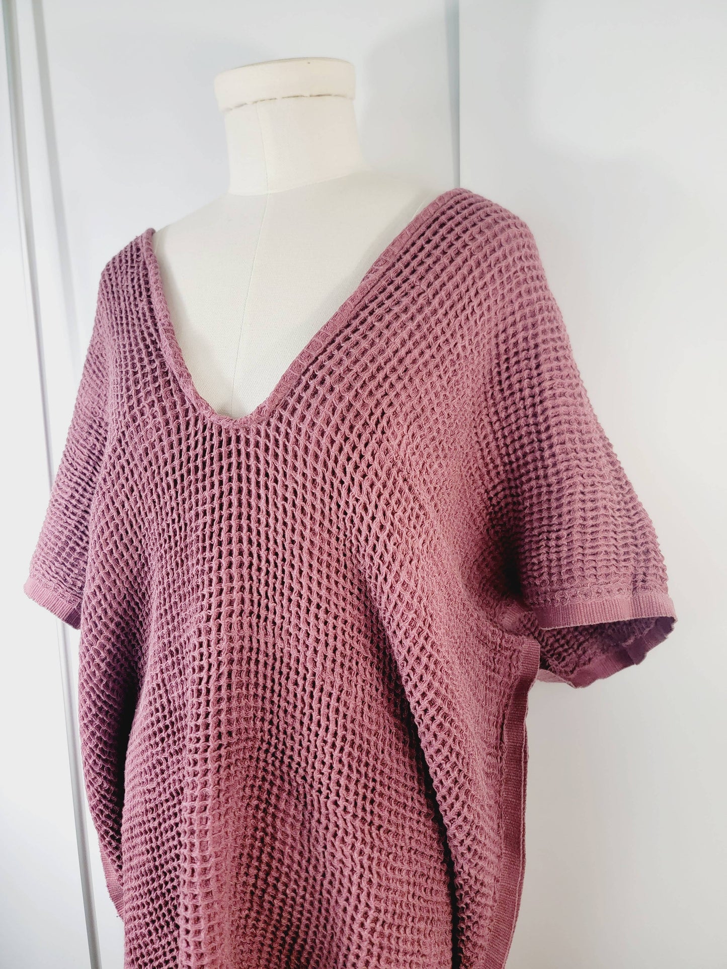 Hand made Honey comb wave Cotton Top or dress Cherry
