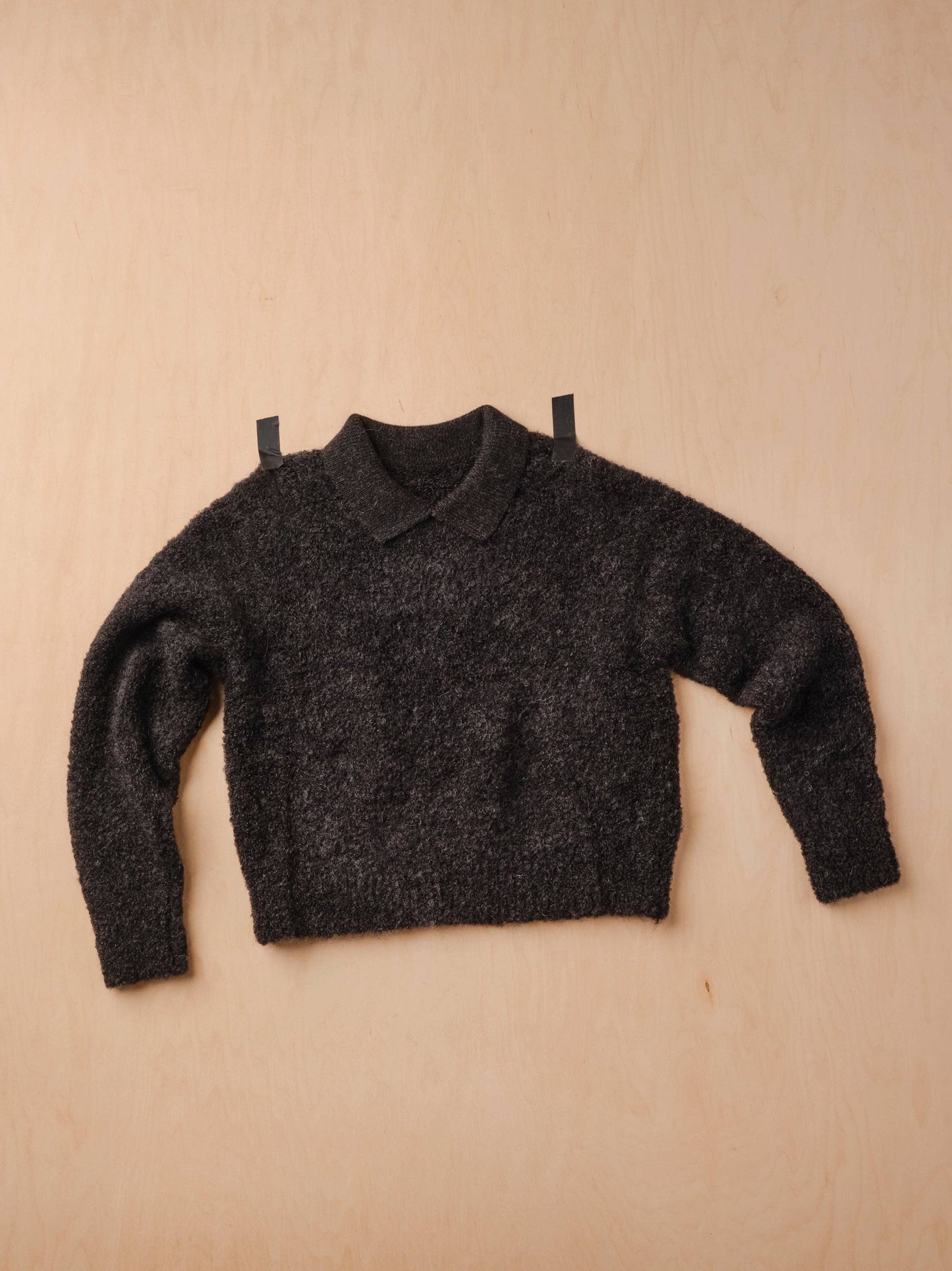 Ramona Bouclé Long Sleeve Polo - Anthracite
