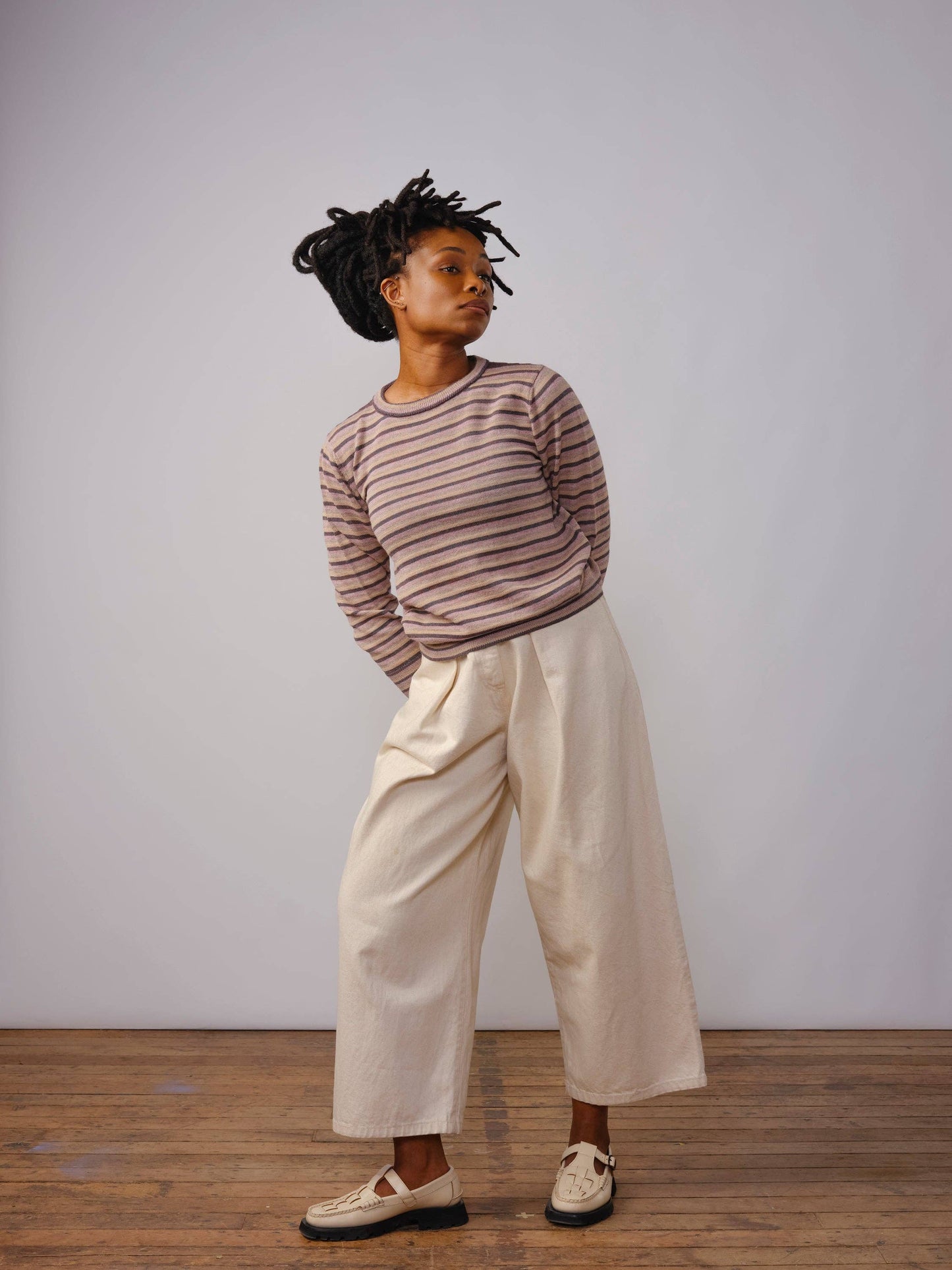 Long Sleeve Striped Sweater Tee - Pitahaya