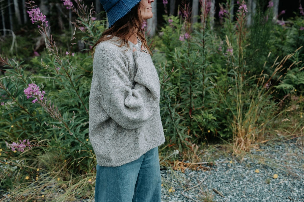 Hand-Loomed Félix Sweater in Silver, Undyed Alpaca (Copy)