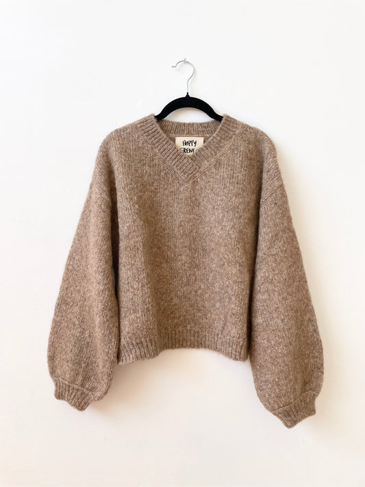 Hand-Loomed Félix Sweater in Camel, Undyed Alpaca