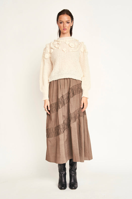 Mirth Verona Ruched Skirt in Walnut