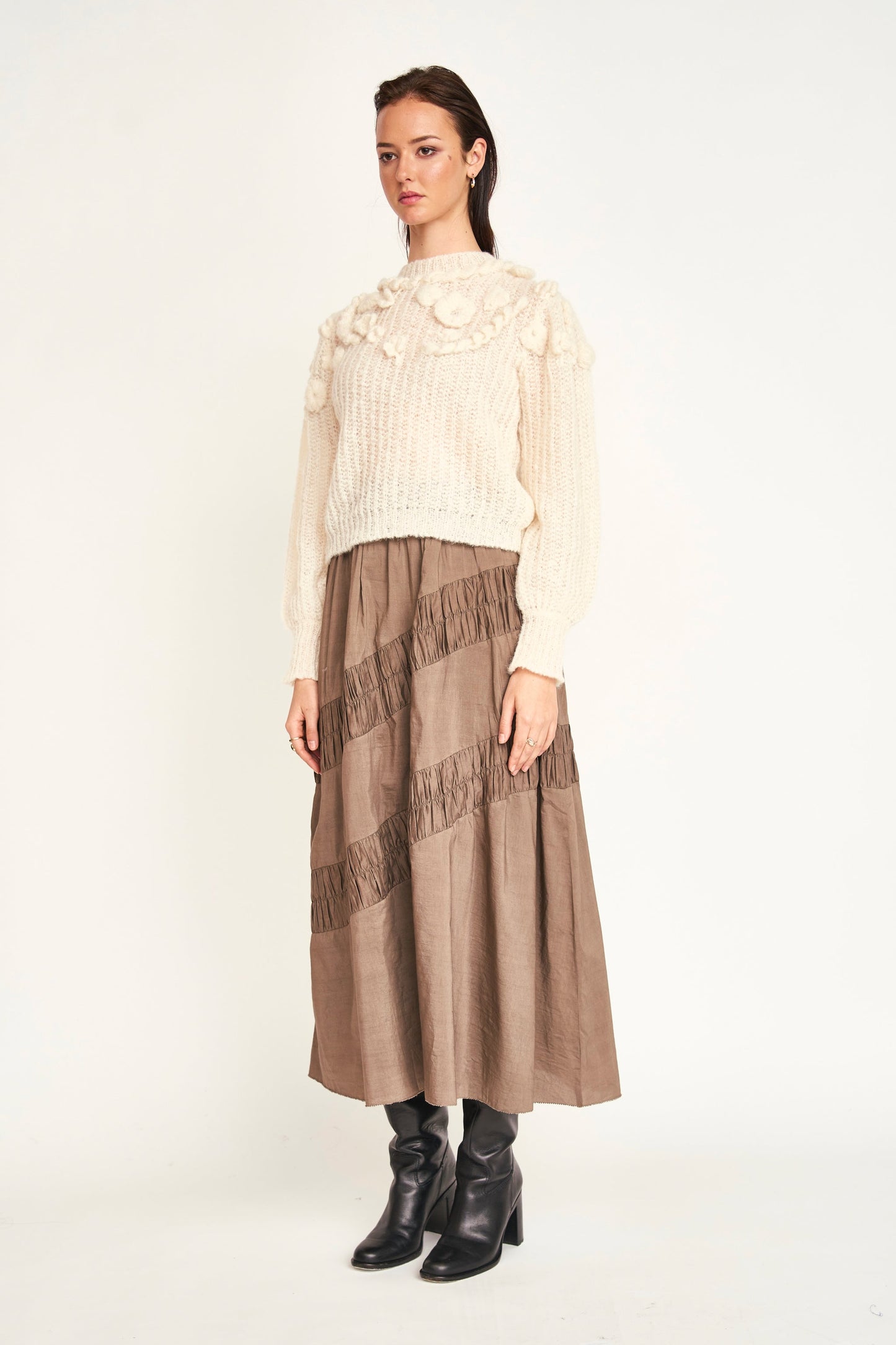 Mirth Verona Ruched Skirt in Walnut
