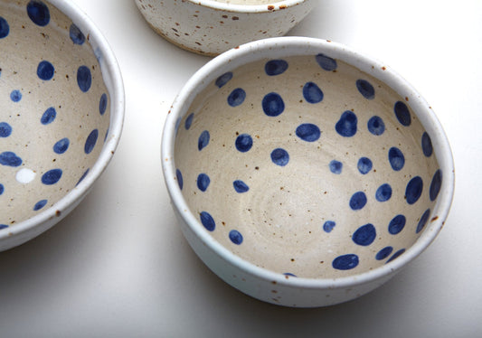 Bowl - White with Blue Dot Center
