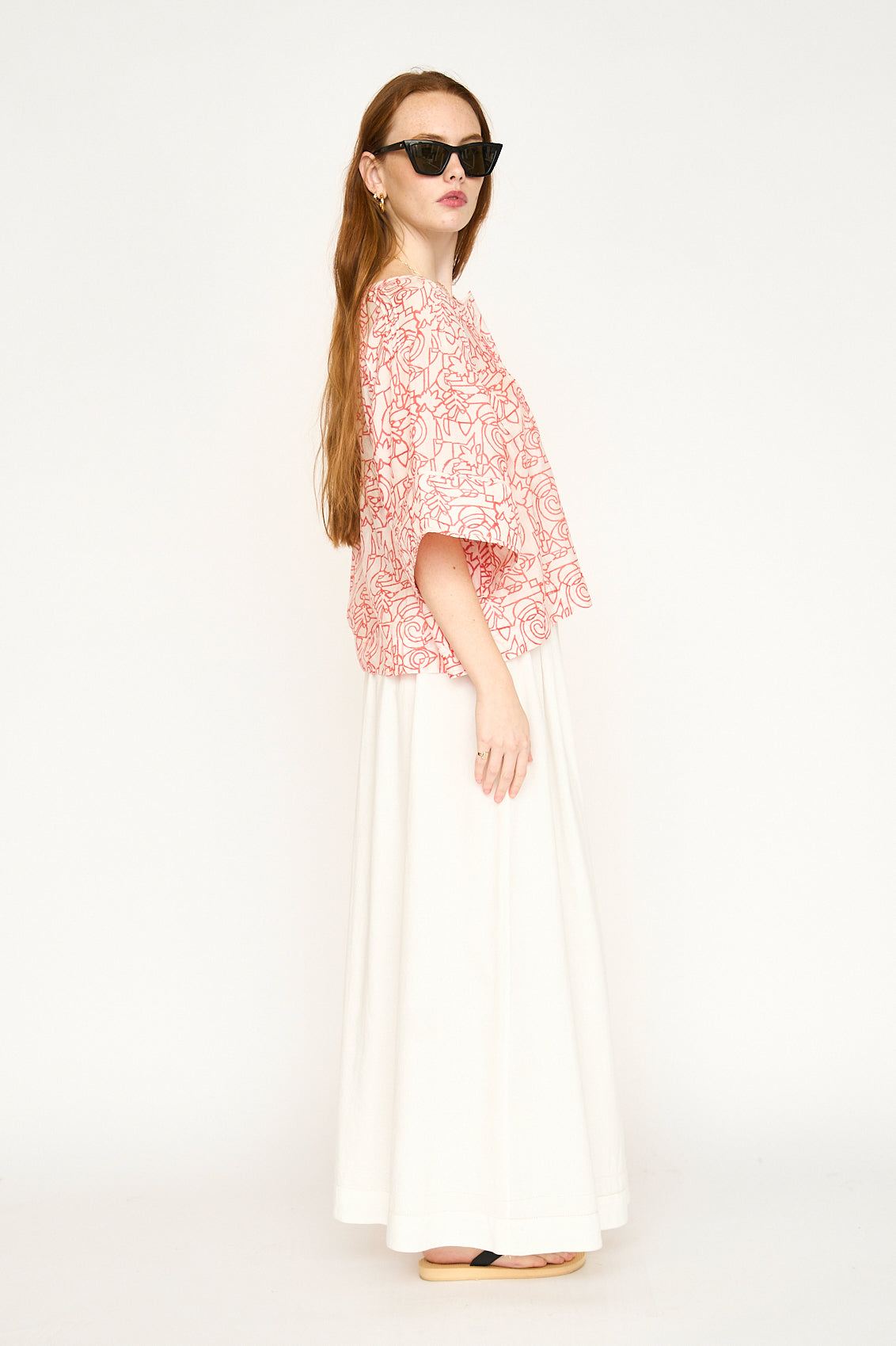 Kerala Short Sleeved Blouse in Cherry Heka