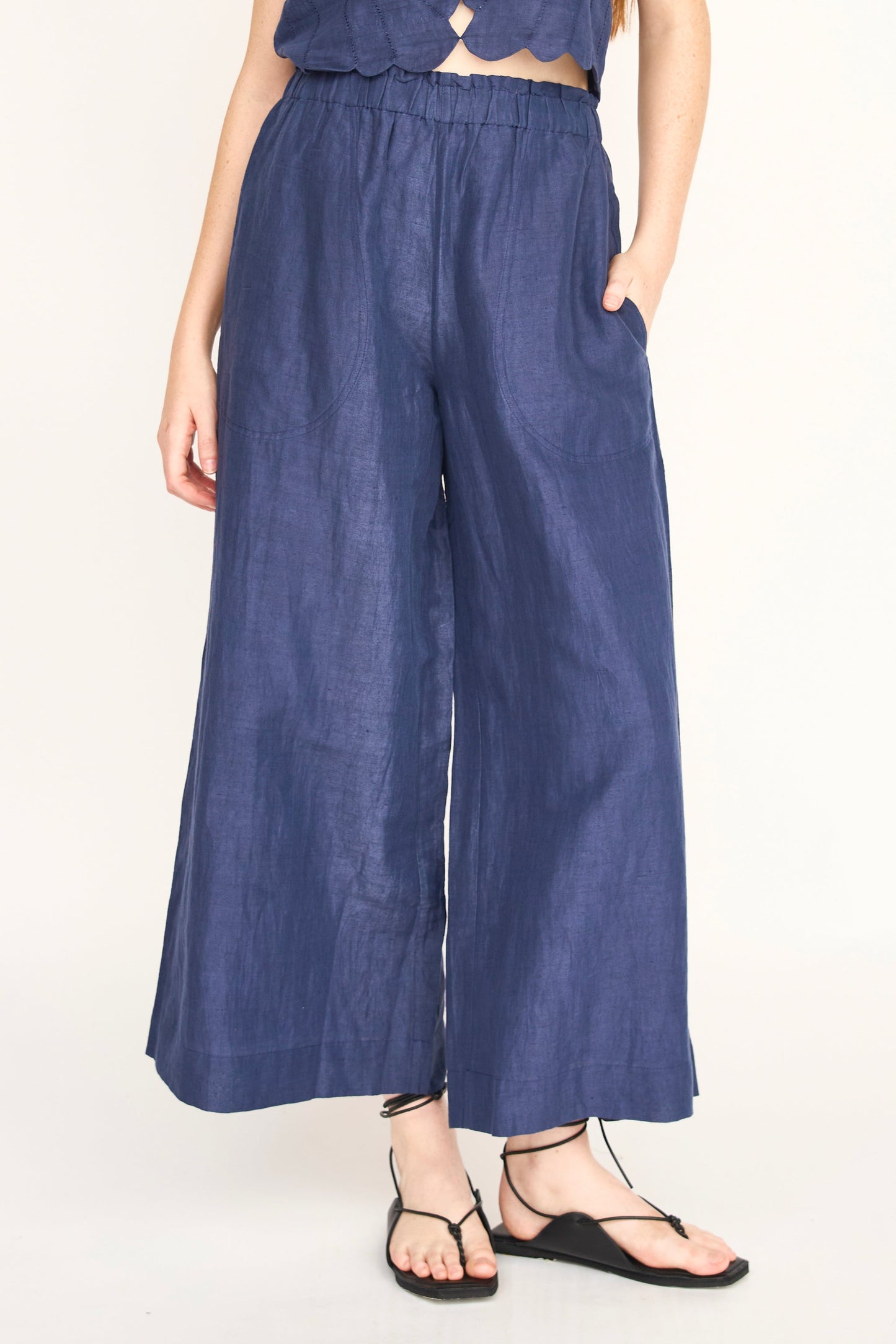 Mirth Cotton/Linen Pant in Blueberry