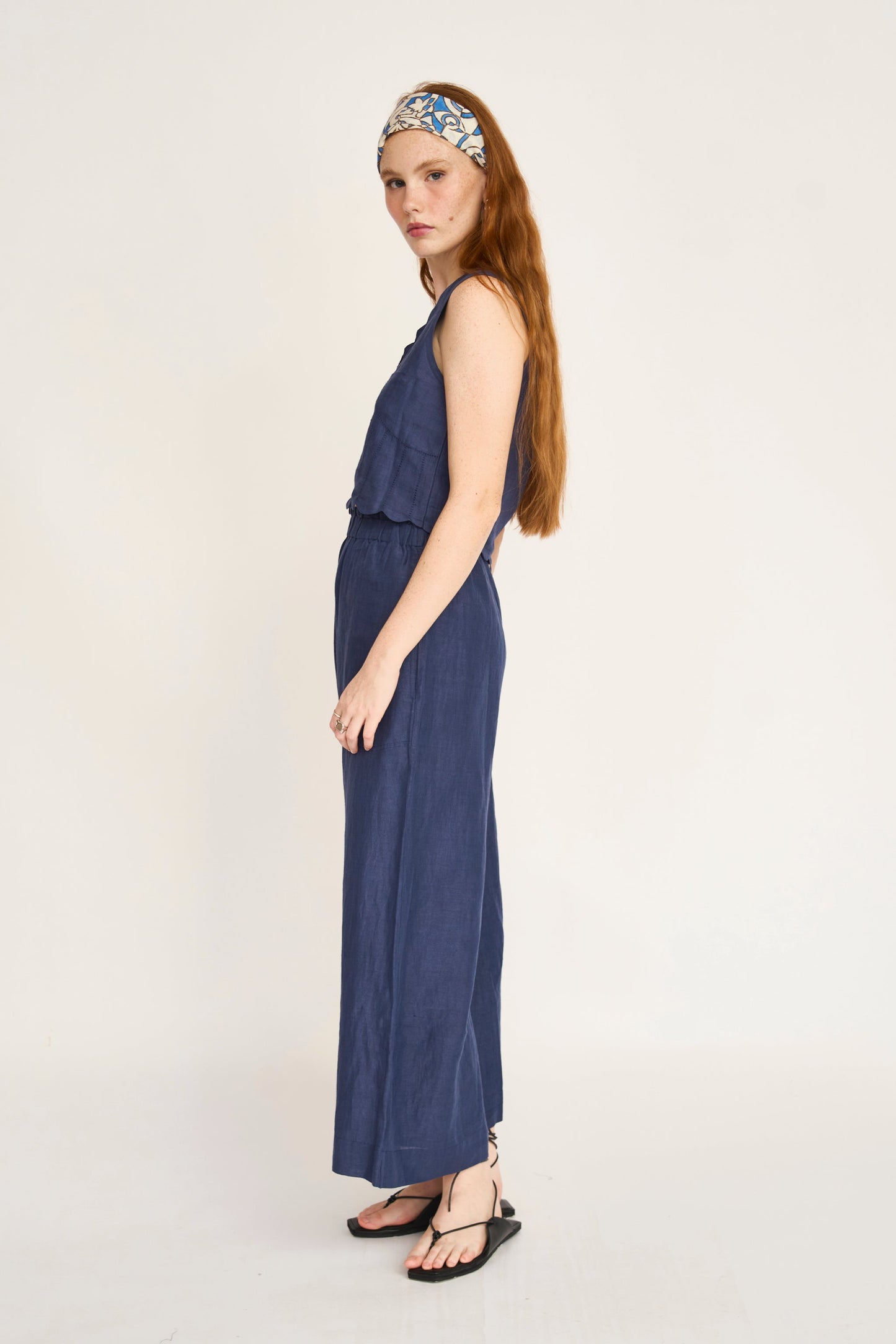 Mirth Cotton/Linen Pant in Blueberry