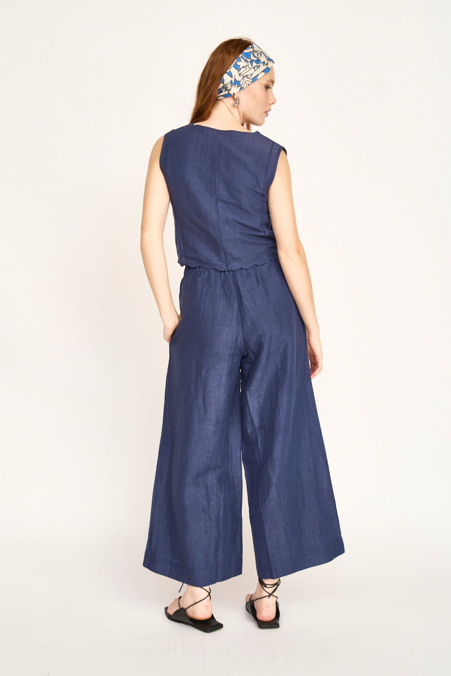Mirth Cotton/Linen Pant in Blueberry
