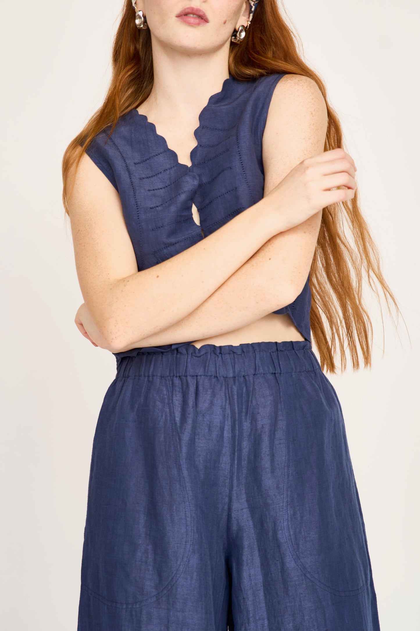 Mirth Cotton/Linen Pant in Blueberry
