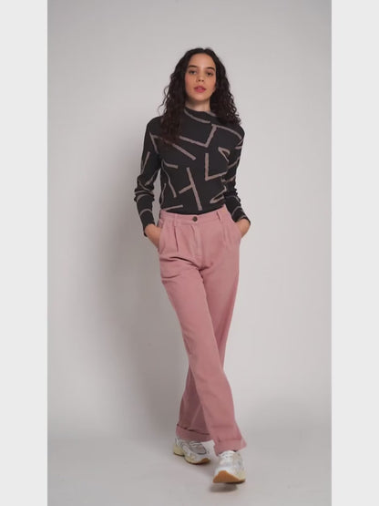 Bobo Choses pink corduroy pleated pant