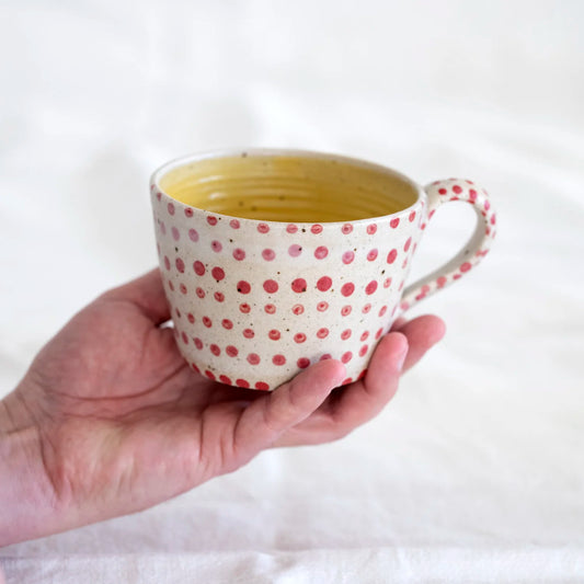 Large Mug - Red Polka Dot with Yellow Center