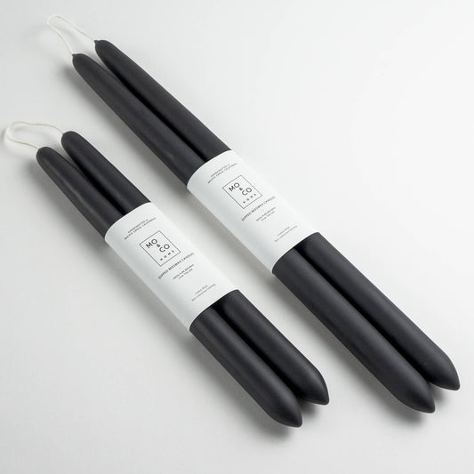 10" & 14" - 100% Beeswax Dipped Candles | Charcoal