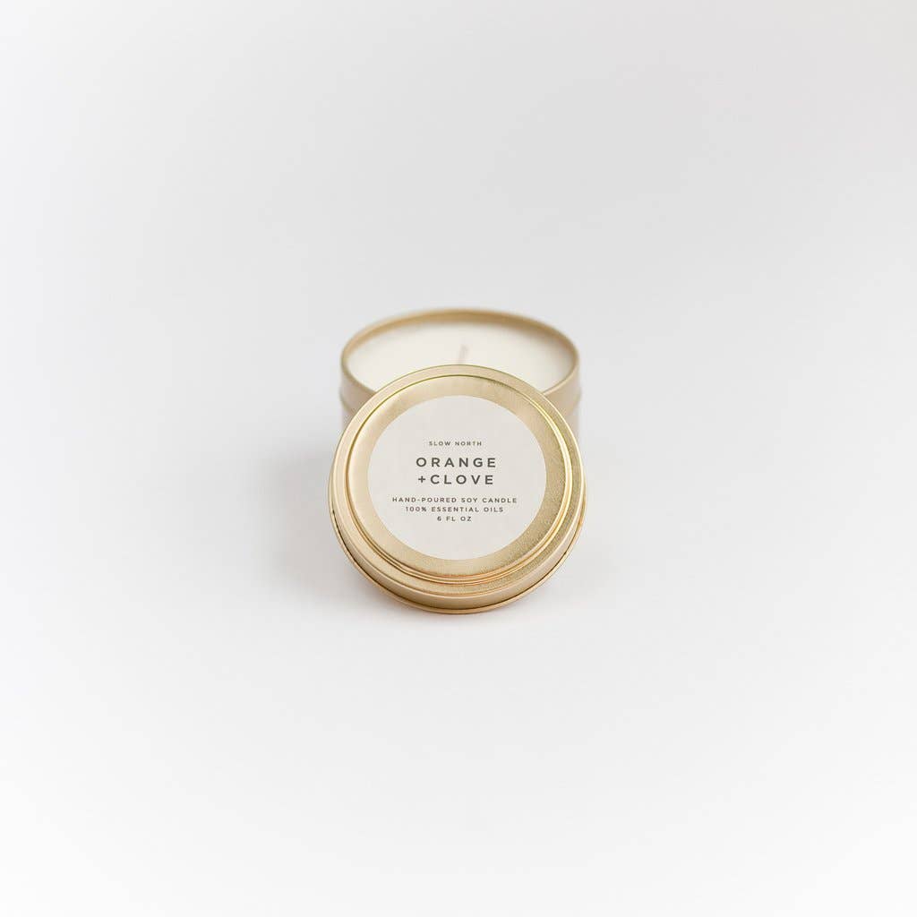 Travel Tin Candles | Orange + Clove (6 Oz)