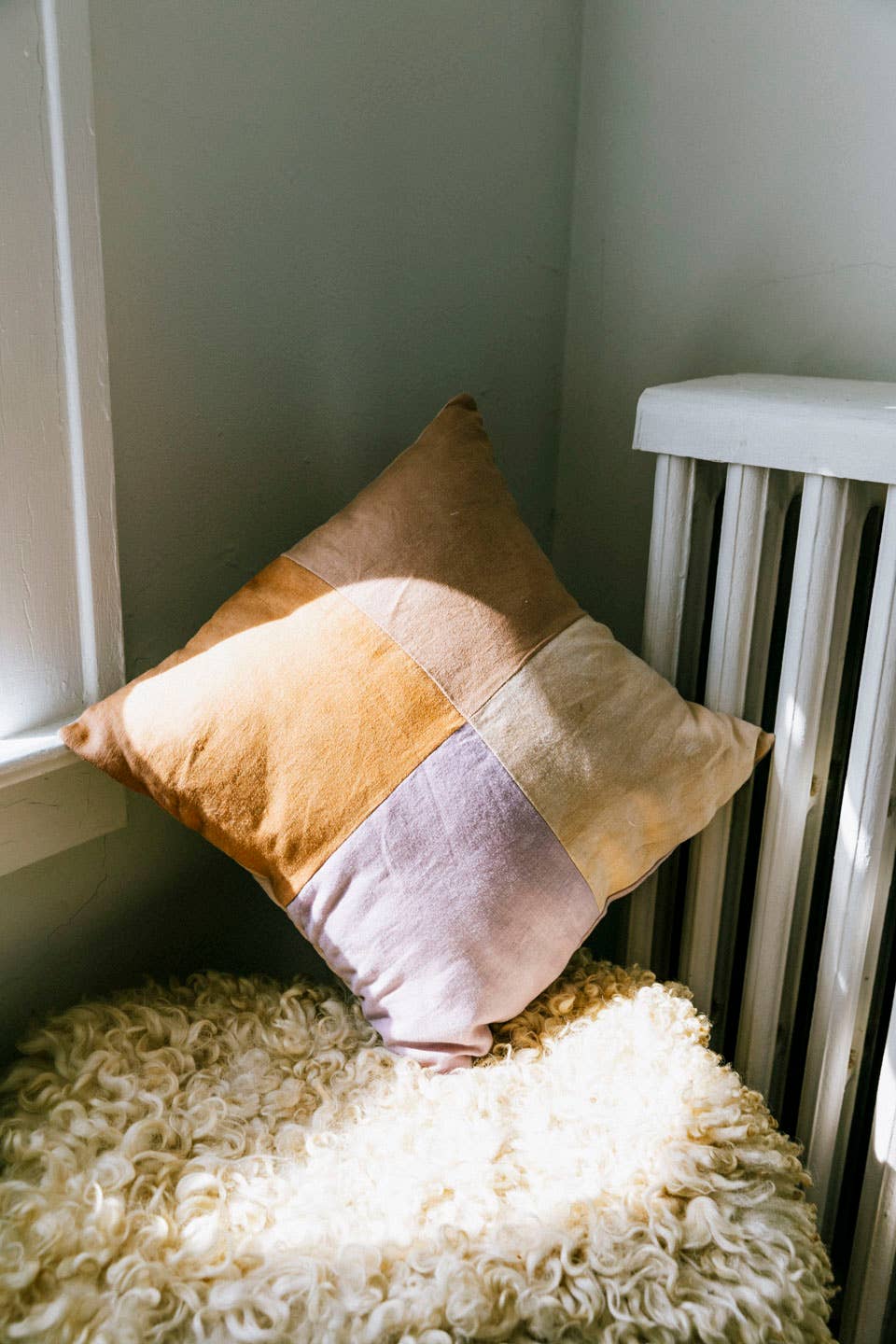patchwork pillow | naturally dyed linen pillow