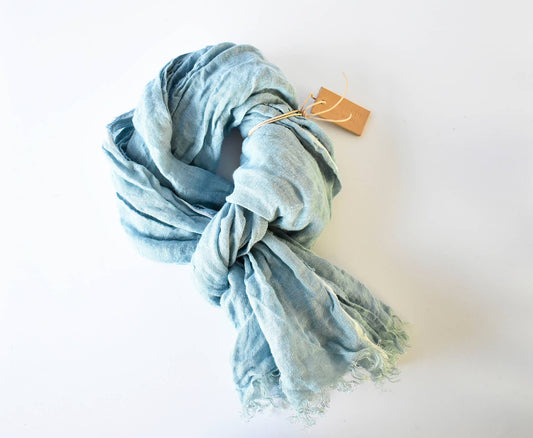 Linen Scarf- Light Blue