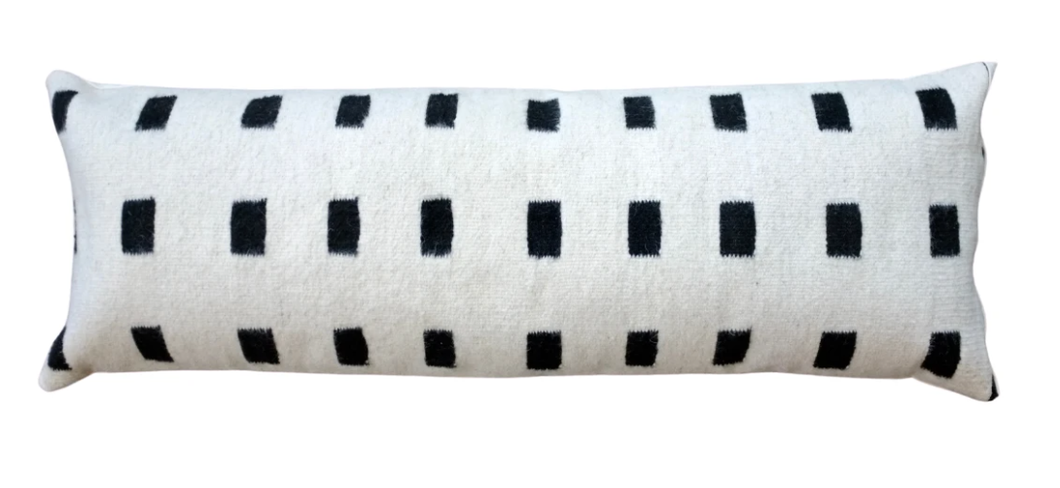 Handwoven Wool Punto Negro Lumbar Pillowcase