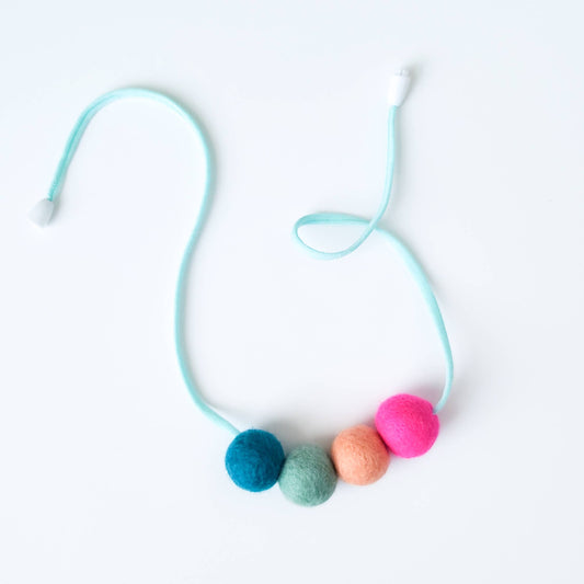 Teal & Pink Diffusing Wool Necklace