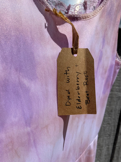 Hand Dyed Botanical Slip Dress - Pink (s)