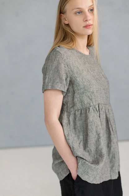 Sylvia Linen Tunic with Short Sleeves