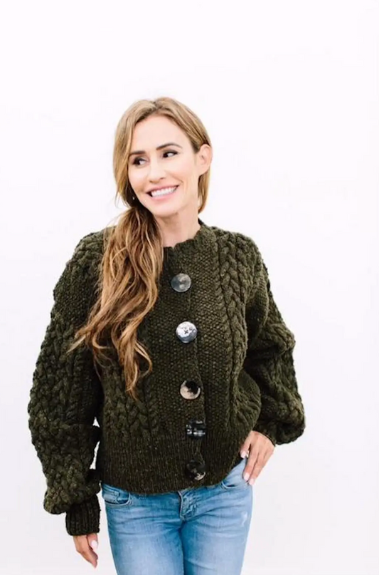 Victorie Cable Cardigan in Organic Merino Wool