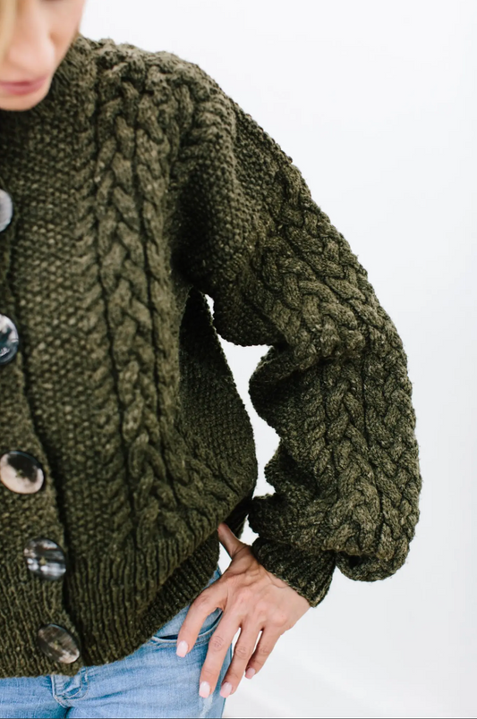 Victorie Cable Cardigan in Organic Merino Wool