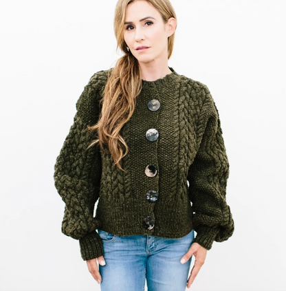 Victorie Cable Cardigan in Organic Merino Wool