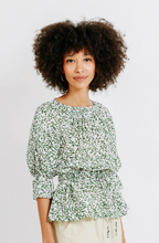 Load image into Gallery viewer, Mirth Vienna Drawstring Waist Blouse in Ivy
