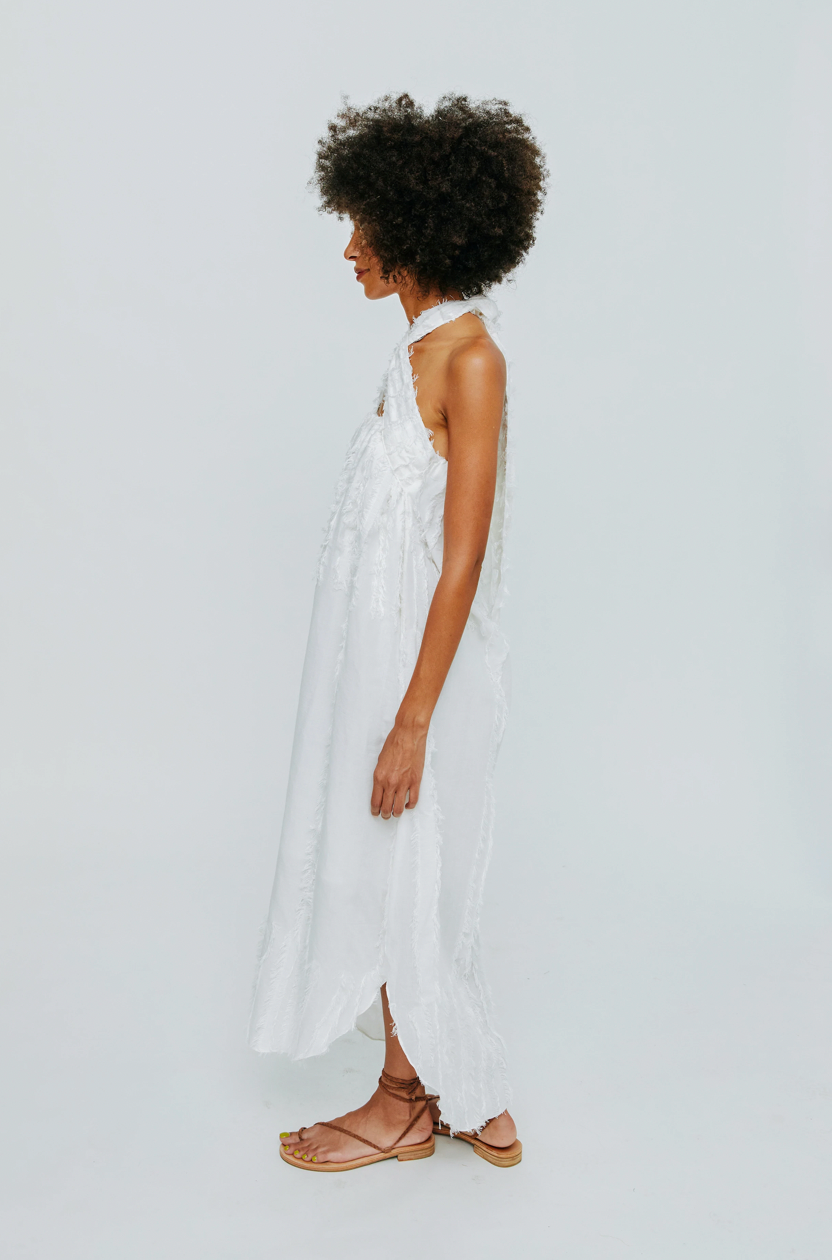 Mirth Kuta Strapless Coverup in White Fringe