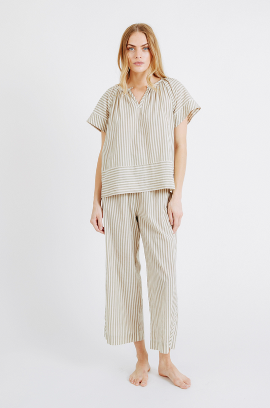 Mirth Pajama Pant Set Grey Stripe