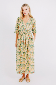 Mirth Vienna Drawstring Waist Dress in Rose Bloom
