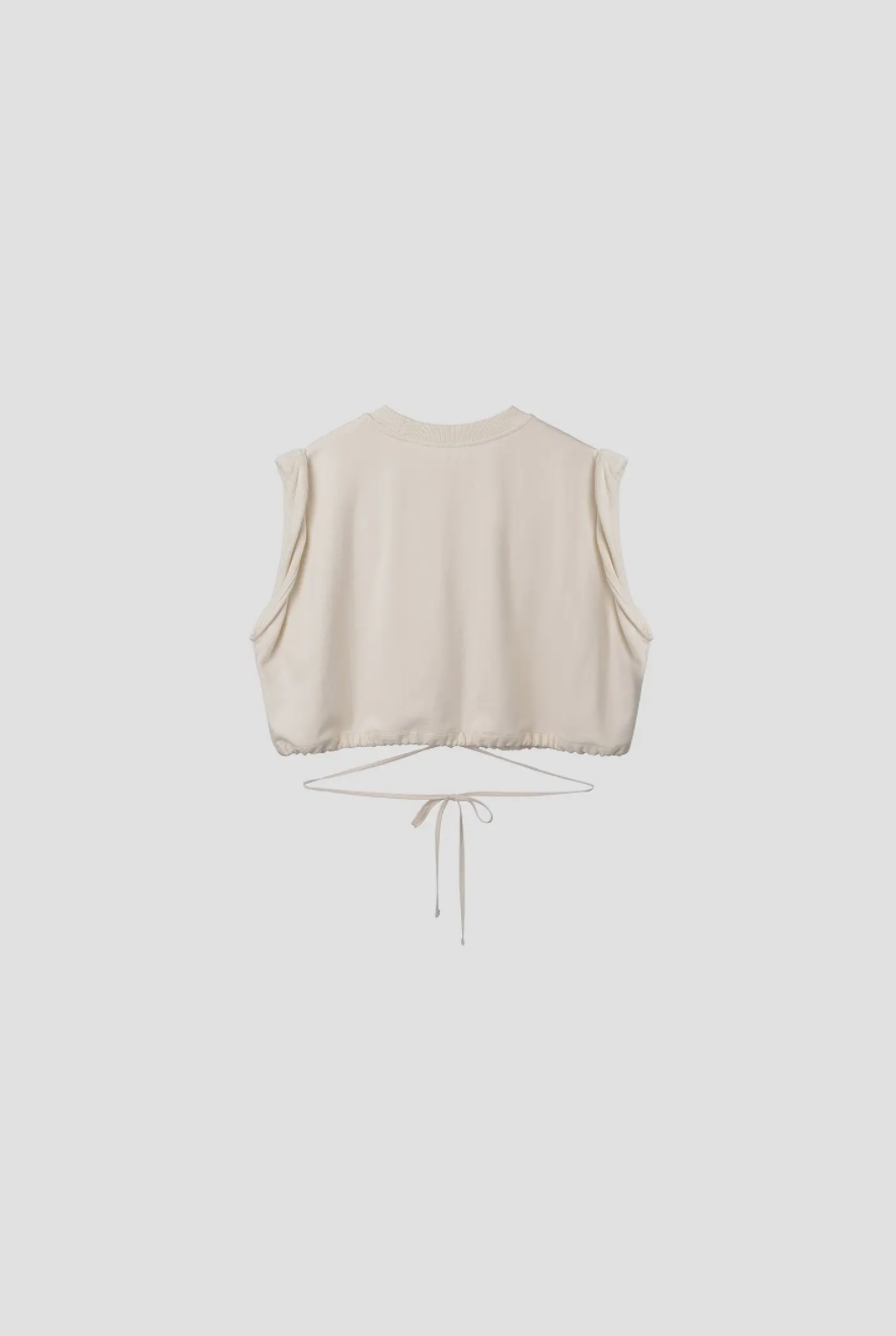 Terry Backed Jersey Rolled Sleeve Top