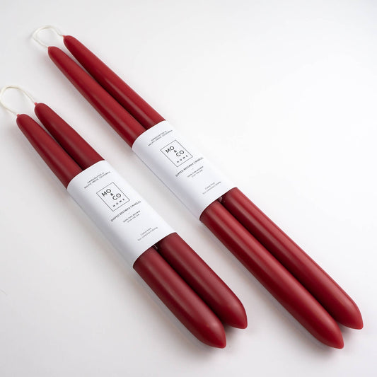 10" & 14" - 100% Beeswax Dipped Candles | Berry Red