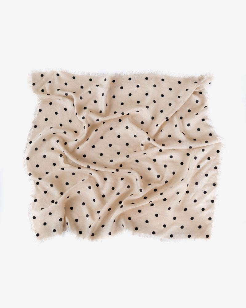 Beige Dots Wool and Silk Scarf