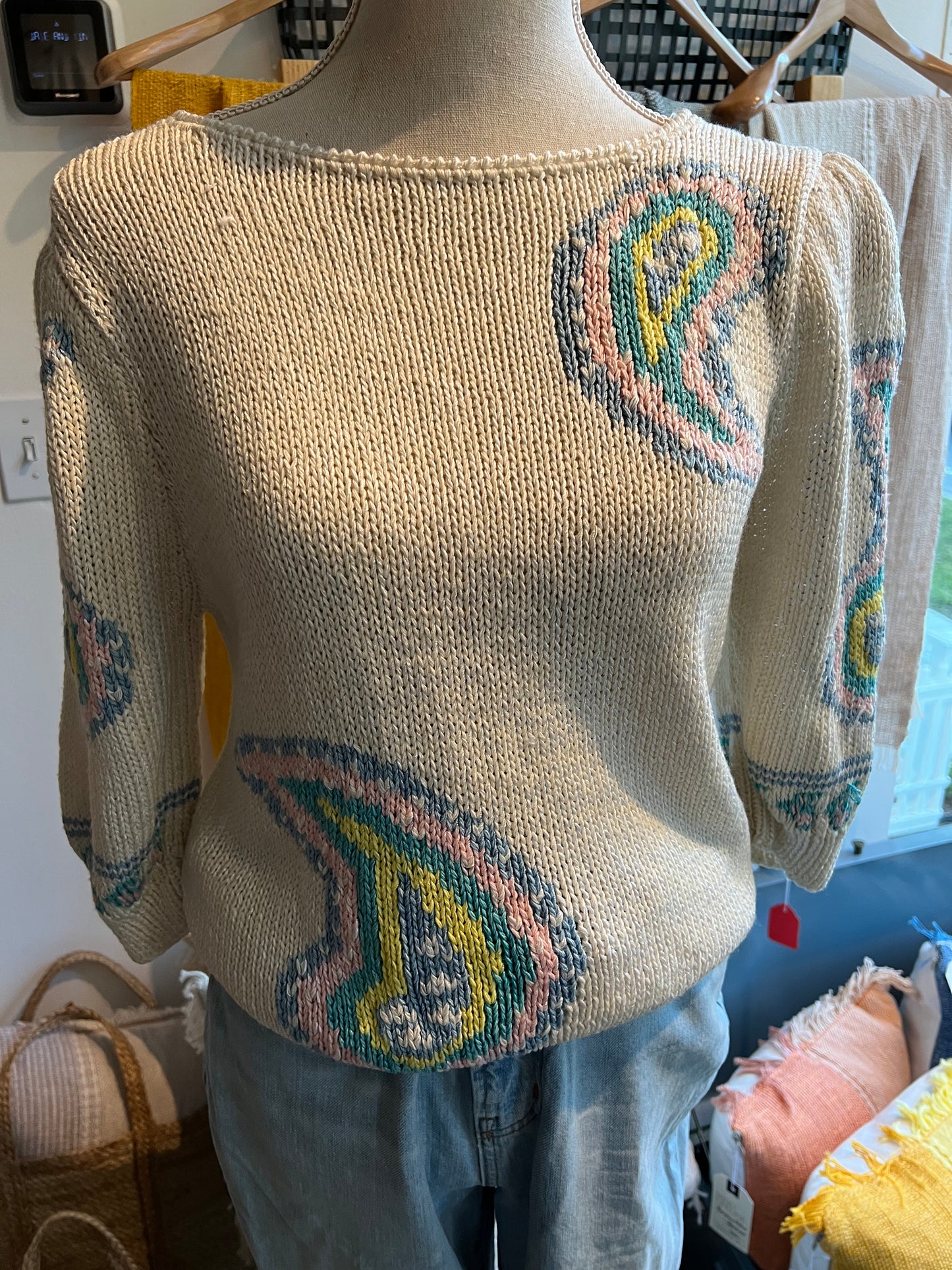 80s vintage sweater #2- pastel paisley with pads