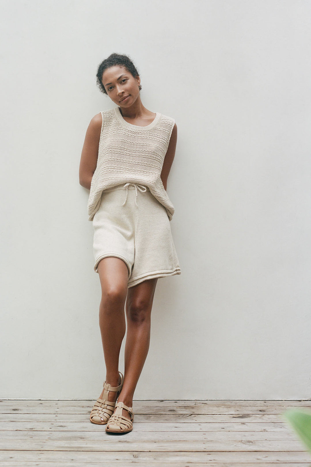 Wol Hide Rolled Hem Cotton Knit Short